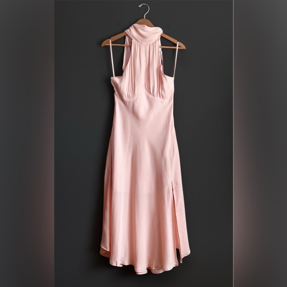 Hello Molly Maxi Midi Dress Pink Halter Neck Tie Barbie Bridesmaid Romantic 8 - Picture 5 of 11